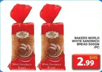 Grand Hyper Market BAKERS WORLD WHITE SANDWICH BREAD 500GM PC offer