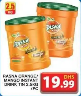 Grand Hyper Market RASNA ORANGE MANGO INSTANT DRINK TIN 2.5KG PC offer