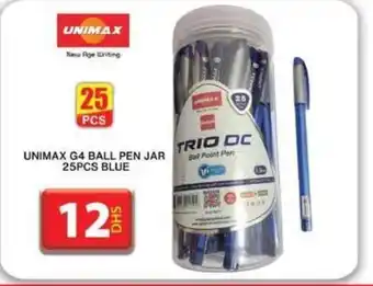 Grand Hyper Market UNIMAX G4 BALL PEN JAR 25PCS BLUE offer