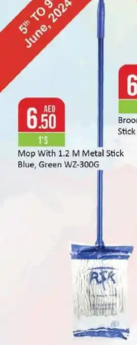 West Zone Supermarket Mop With 1.2 M Metal Stick Blue Green WZ 300G offer