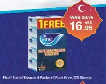 Choithrams Fine Facial Tissues 4 Packs+1 Pack Free 170 Sheets offer