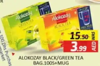 Al Madina ALOKOZAY BLACK GREEN TEA BAG.100S+MUG offer