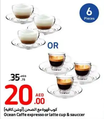 Carrefour Ocean Caffe expresso or latte cup and sauccer offer