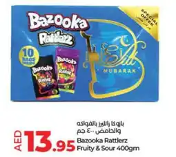 Lulu Hypermarket Bazooka Rattlerz Fruity & Sour 400gm offer