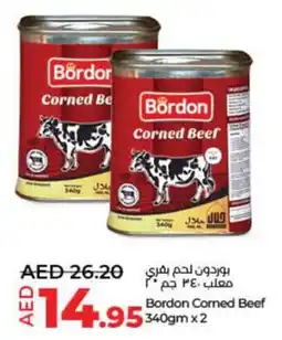 Lulu Hypermarket Bordon Corned Beef 340gm x 2 offer