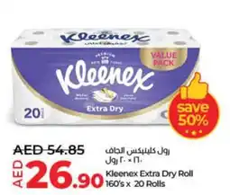 Lulu Hypermarket Kleenex Extra Dry Roll 160s x 20 Rolls offer
