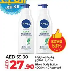Lulu Hypermarket Nivea Body Lotion 4000mlx2 assorted offer