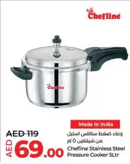 Lulu Hypermarket Chefline Stainless Steel Pressure Cooker 5Ltr offer