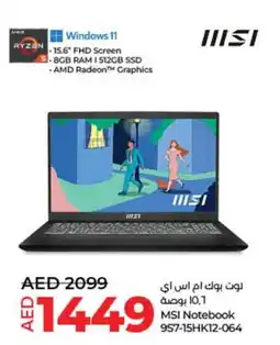 Lulu Hypermarket MSI Notebook 957 15HK12 064 offer