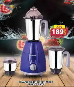 Grand Mall Sharjah SONASHI SB-151-SS 3IN1 MIXER GRINDER 750W offer
