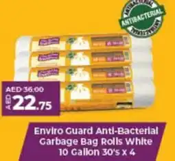 Lulu Hypermarket Enviro Guard Anti Bacterial Garbage Bag Rolls White 10 Gallon 30s x 4 offer