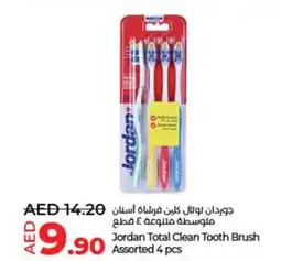 Lulu Hypermarket Jordan Total Clean Tooth Brush Assorted 4 pcs offer