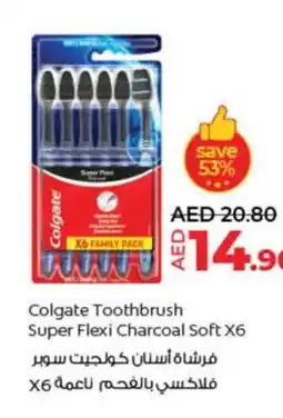Lulu Hypermarket Colgate Toothbrush Super Flexi Charcoal Soft X6 offer
