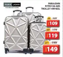 Grand Hyper Market PARAJOHN PJTR3126 ABS TROLLEY 4WHEEL 19" offer