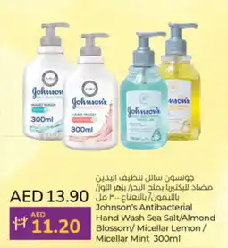 Lulu Hypermarket Johnson's Antibacterial Hand Wash Sea Salt/Almond Blossom/ Micellar Lemon / Micellar Mint 300ml offer