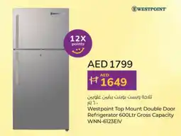 Lulu Hypermarket Westpoint Top Mount Double Door Refrigerator 600Ltr Gross Capacity WNN-6123EIV offer