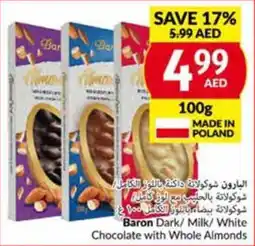 Viva Baron Dark Milk White Chocolate with Whole Almonds 100g offer