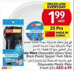 Viva Eaty Ware Disposable Heavy Duty Black Plastic Spoon Fork 18cm 25pcs offer