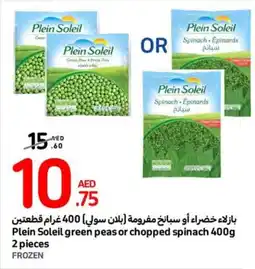 Carrefour Plein Soleil green peas or chopped spinach 400g 2 pieces offer
