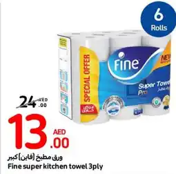 Carrefour Fine super kitchen towel 3ply offer