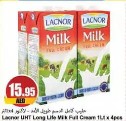 Almaya supermarket Lacnor UHT Long Life Milk Full Cream 1Lt x 4pcs offer