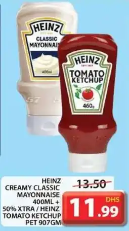 Grand Hyper Market HEINZ CREAMY CLASSIC MAYONNAISE 400ML + 50% XTRA / HEINZ TOMATO KETCHUP PET 907GM offer