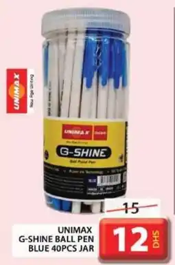 Grand Hyper Market UNIMAX GG-SHINE SHINE BALL PEN BLUE 40PCS JAR offer