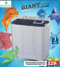 Grand Mall Sharjah GRATUS SEMI AUTOMATIC WASHING MACHINE 7KG offer