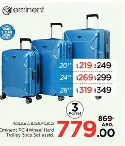 Nesto Eminent PC 4Wheel Hard Trolley 3pcs Set asstd. offer