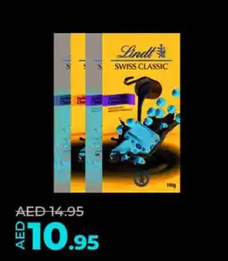 Lulu Hypermarket Lindt Swiss Classic Chocolate 100gm Assorted per pc offer