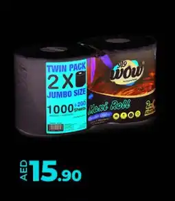 Lulu Hypermarket Wow Maxi Roll 2ply 2 Rolls 1200 Sheets offer