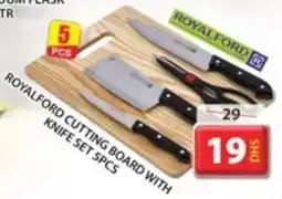 Grand Hyper Market ROYALFORD CUTTING BOARD WITH KNIFE SET 5PCS offer