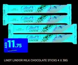 Aswaaq LINDT LINDOR MILK CHOCOLATE STICKS 4 X 38G offer