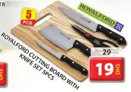 Grand Hyper Market ROYALFORD CUTTING BOARD WITH KNIFE SET 5PCS offer