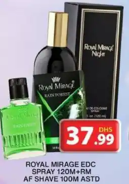 Grand Hyper Market ROYAL MIRAGE EDC SPRAY 120M+RM AF SHAVE 100M ASTD offer