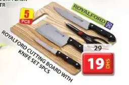 Grand Hyper Market ROYALFORD CUTTING BOARD WITH KNIFE SET 5PCS offer