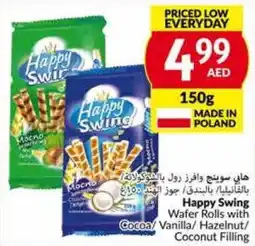 Viva Happy Swing Wafer Rolls with Cocoa Vanilla Hazelnut Coconut Filling 150g offer