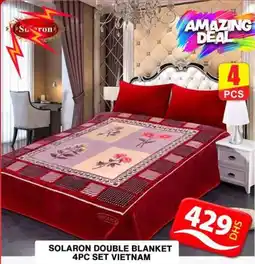 Grand Hyper Market SOLARON DOUBLE BLANKET 4PC SET offer