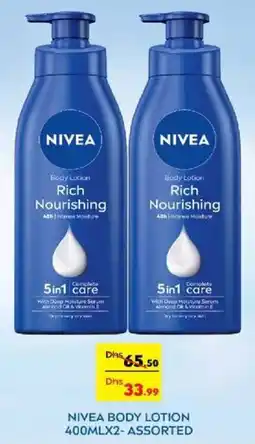 West Zone Supermarket NIVEA BODY LOTION 400ML X 2 ASSORTED offer