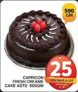 Grand Mall Sharjah CAPRICON FRESH CREAME CAKE ASTD 500GM offer