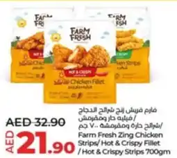 Lulu Hypermarket Farm Fresh Zing Chicken Strips / Hot & Crispy Fillet / Hot & Crispy Strips 700gm offer