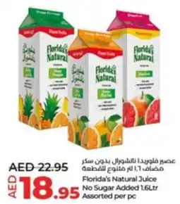 Lulu Hypermarket Florida's Natural Juice No Sugar Added 1.6Ltr Assorted per pc offer