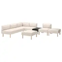 Ikea Lillehem 6-seat modular sofa with side table, Vissle/beige wood offer