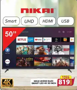 Grand Hyper Market NIKAI UHD50 SLED SMART LED 4K 50 INCH offer