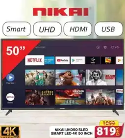 Grand Hyper Market NIKAI UHD50 SLED SMART LED 4K 50 INCH offer