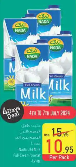 Safeer Market Nada UHT Milk Full Cream / Low Fat 4 x 1Ltr offer
