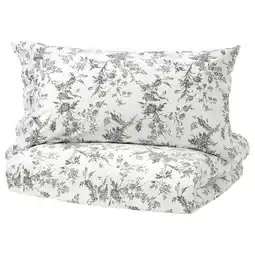Ikea Alvine kvist Duvet cover and 2 pillowcases, white/grey, 240x220/50x80 cm offer
