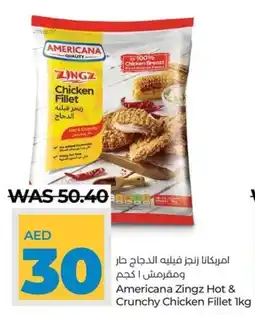 Lulu Hypermarket Americana Zingz Hot & Crunchy Chicken Fillet 1kg offer
