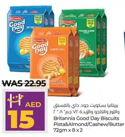 Lulu Hypermarket Britannia Good Day Biscuits Pista&Almond/Cashew/Butter 72gmx8x2 offer