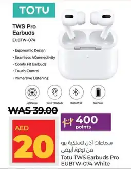 Lulu Hypermarket Totu TWS Earbuds Pro EUBTW-074 White offer